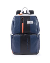 Simple Urban leather backpack - blu/grigio