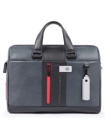 Computer portfolio briefcase with iPad® compartment, customizable tag and pocket for CONNEQU Urban - grigio/nero